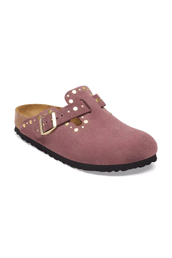 Birkenstock natikače mules za djecu od brušene kože Boston Rivets Suede Leather 1032897 roza AW26