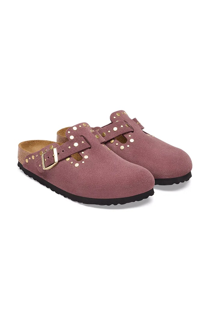 Obuća Birkenstock natikače mules za djecu od brušene kože Boston Rivets Suede Leather 1032897 roza