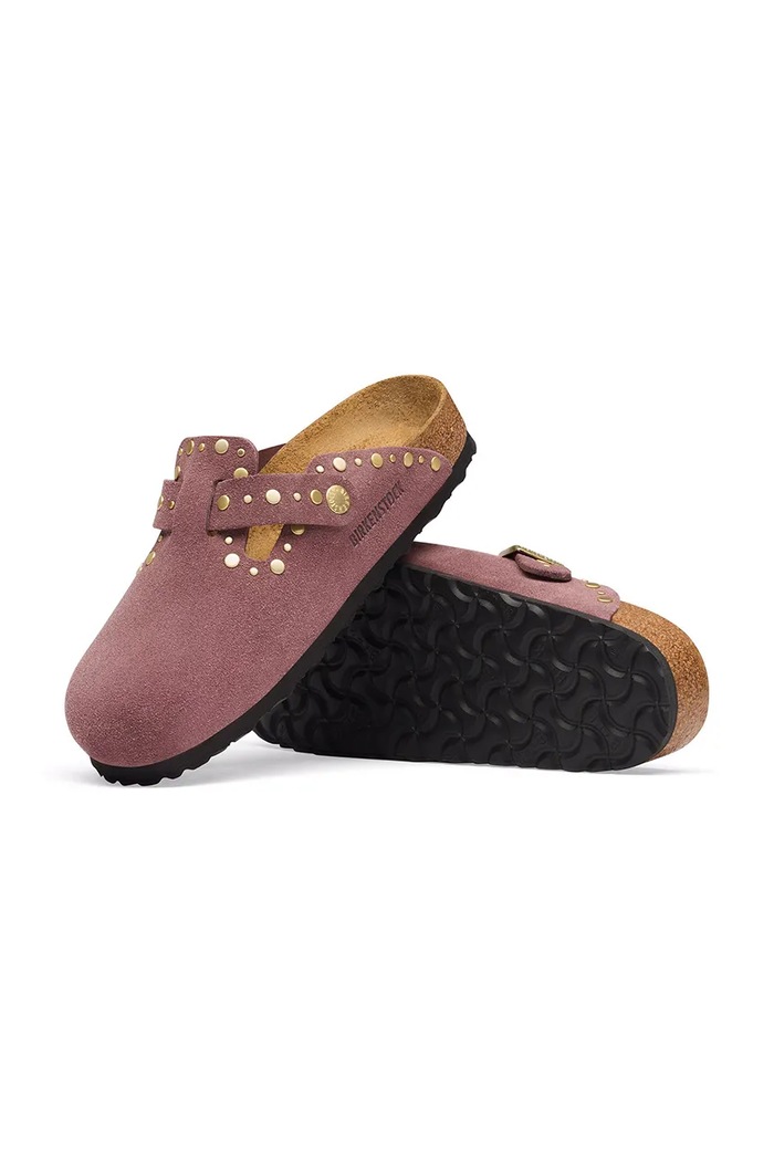 Birkenstock natikače mules za djecu od brušene kože Boston Rivets Suede Leather roza 1032897