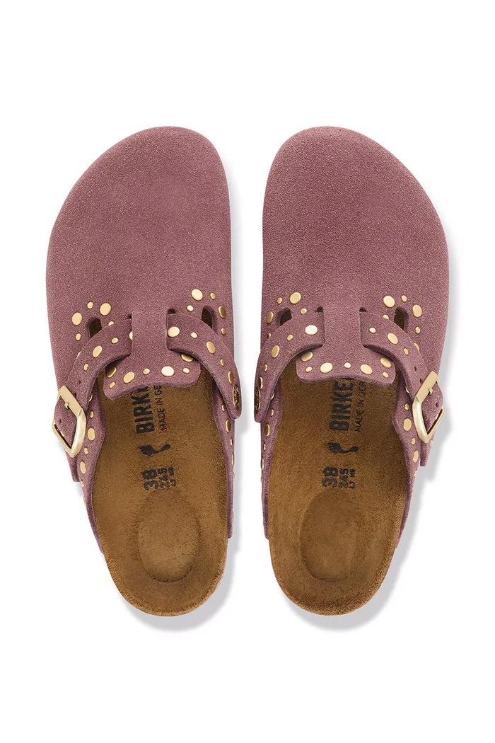 Birkenstock natikače mules za djecu od brušene kože Boston Rivets Suede Leather 1032897 roza