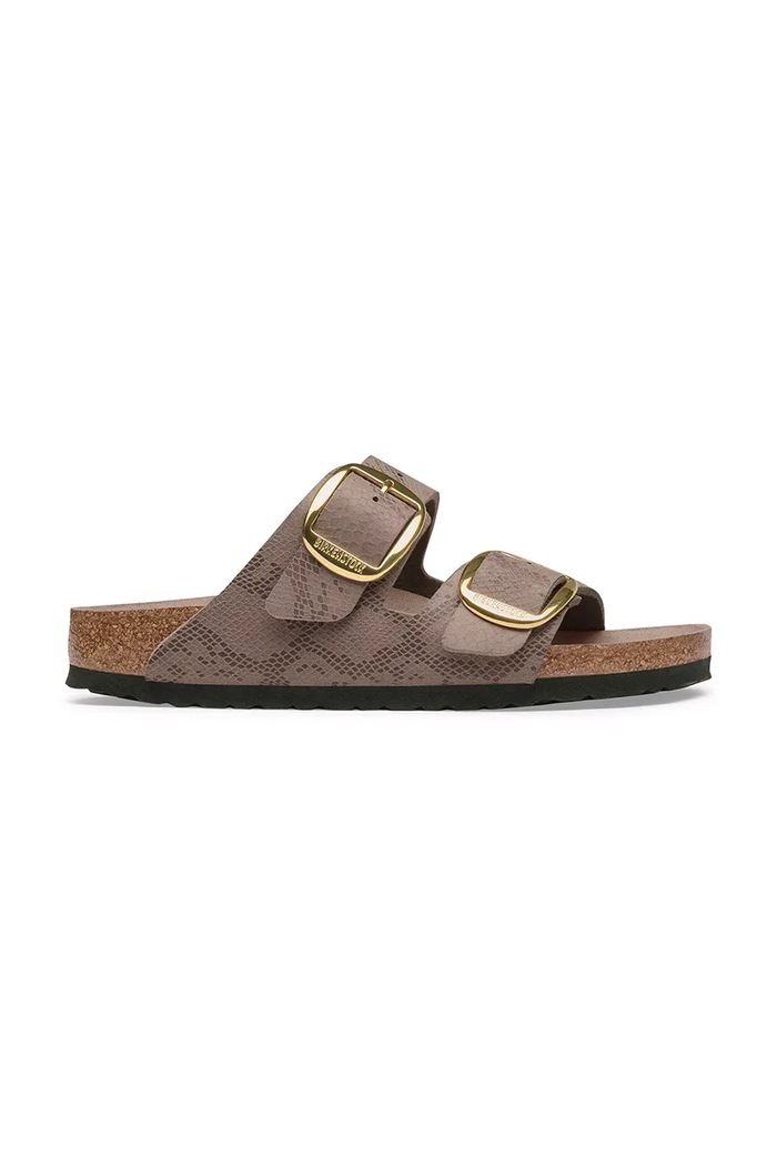 Birkenstock шльопанці жіночі шкіряні Arizona Big Buckle Synthetics Python бежевий 1032891.