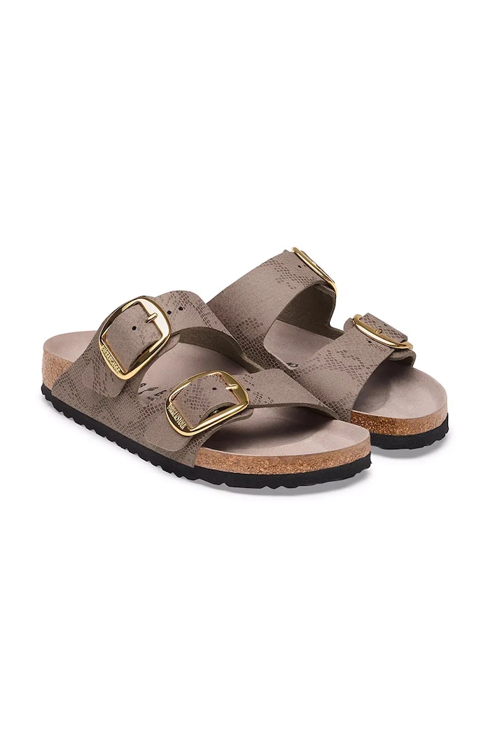 Взуття Birkenstock шльопанці жіночі шкіряні Arizona Big Buckle Synthetics Python 1032891. бежевий