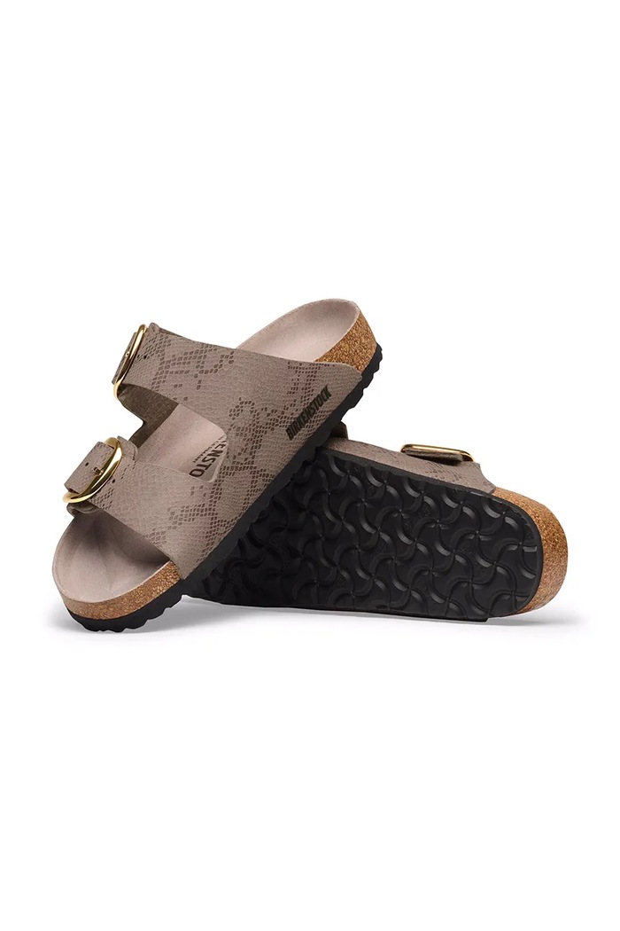 Birkenstock шльопанці жіночі шкіряні Arizona Big Buckle Synthetics Python бежевий 1032891.