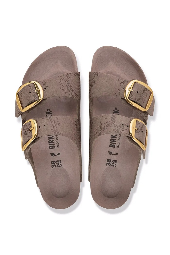 Birkenstock шльопанці жіночі шкіряні Arizona Big Buckle Synthetics Python 1032891. бежевий