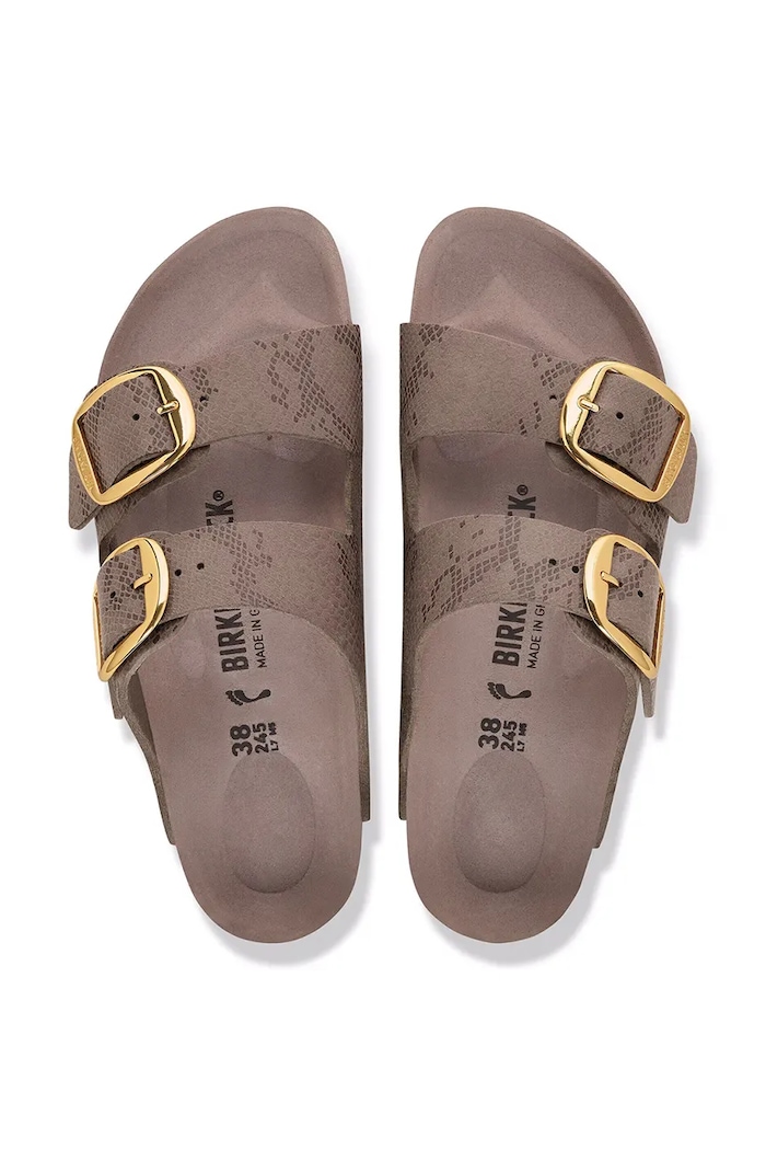 Birkenstock шльопанці жіночі шкіряні Arizona Big Buckle Synthetics Python 1032891. бежевий