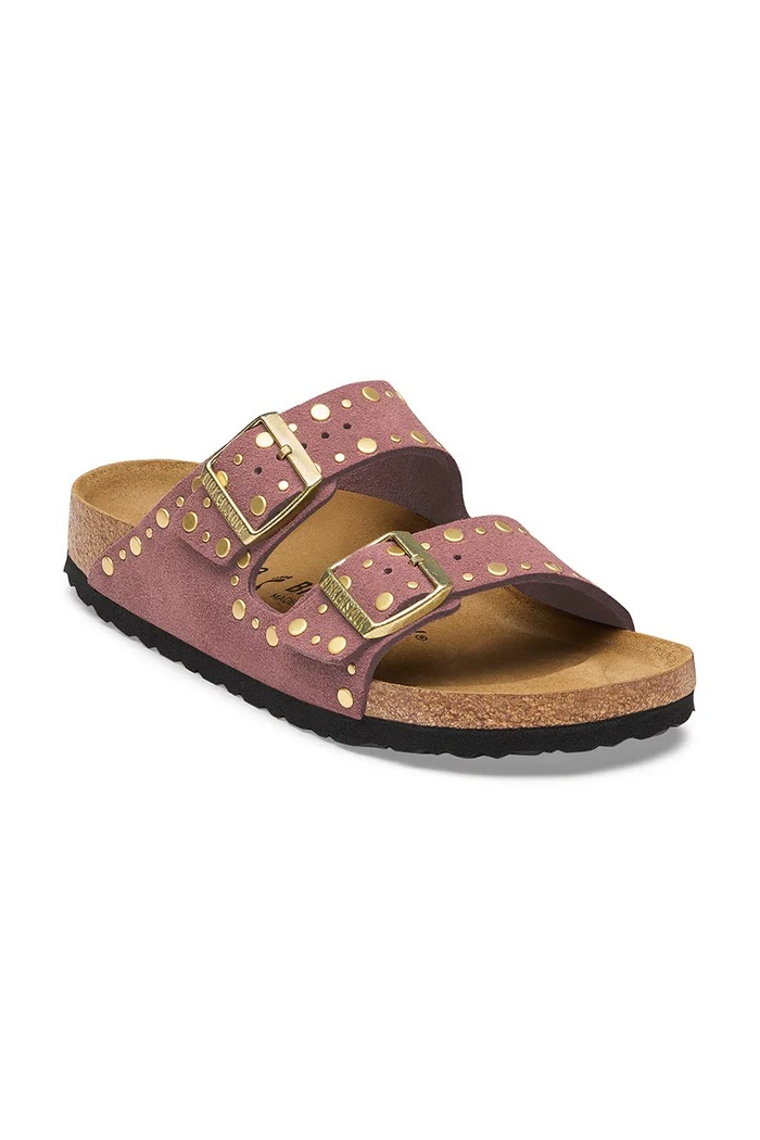 Birkenstock klapki damskie zamszowe Arizona Rivets Suede Leather 1032876. różowy AW26