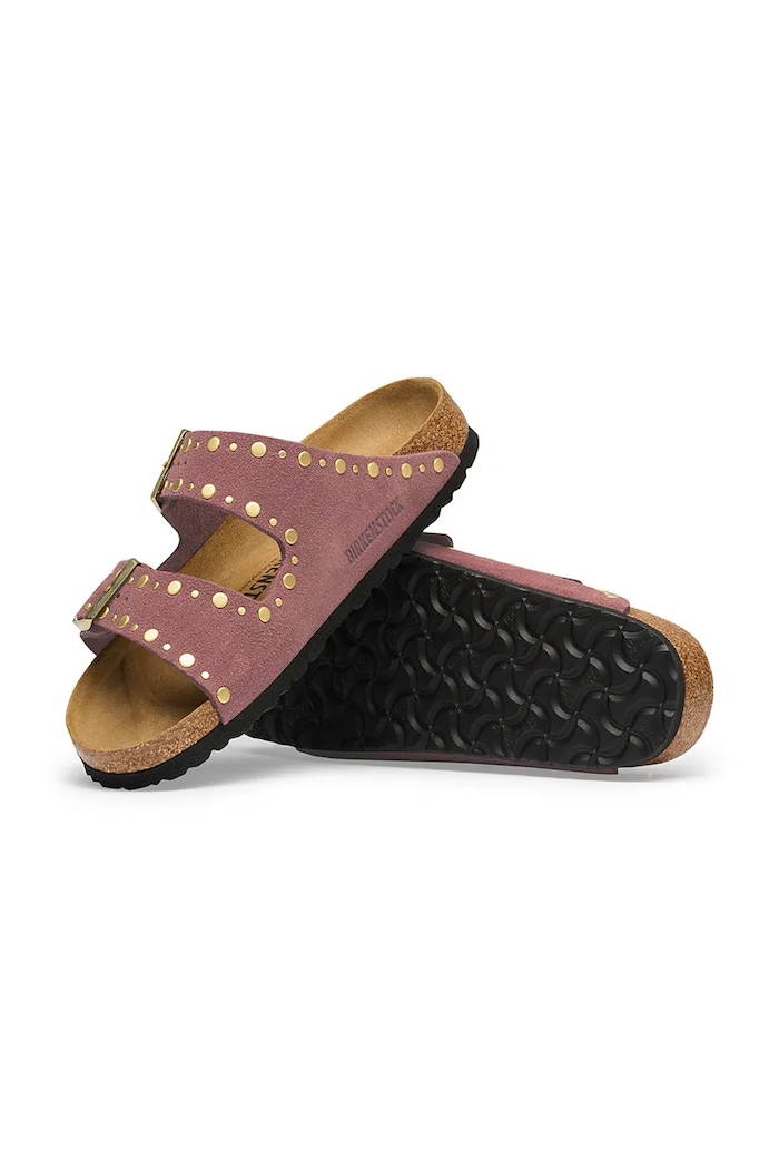 Birkenstock klapki damskie zamszowe Arizona Rivets Suede Leather różowy 1032876.