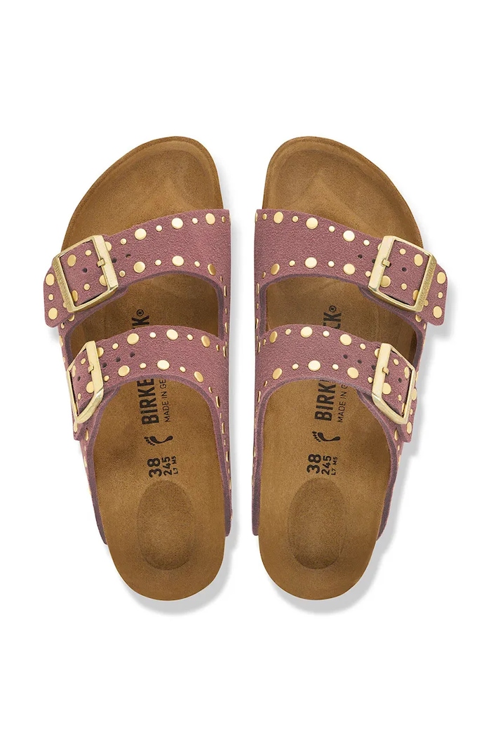 Birkenstock klapki damskie zamszowe Arizona Rivets Suede Leather 1032876. różowy