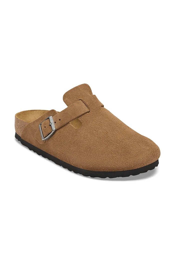 Birkenstock klapki mules damskie zamszowe Boston Suede Leather 1032795 brązowy AW26