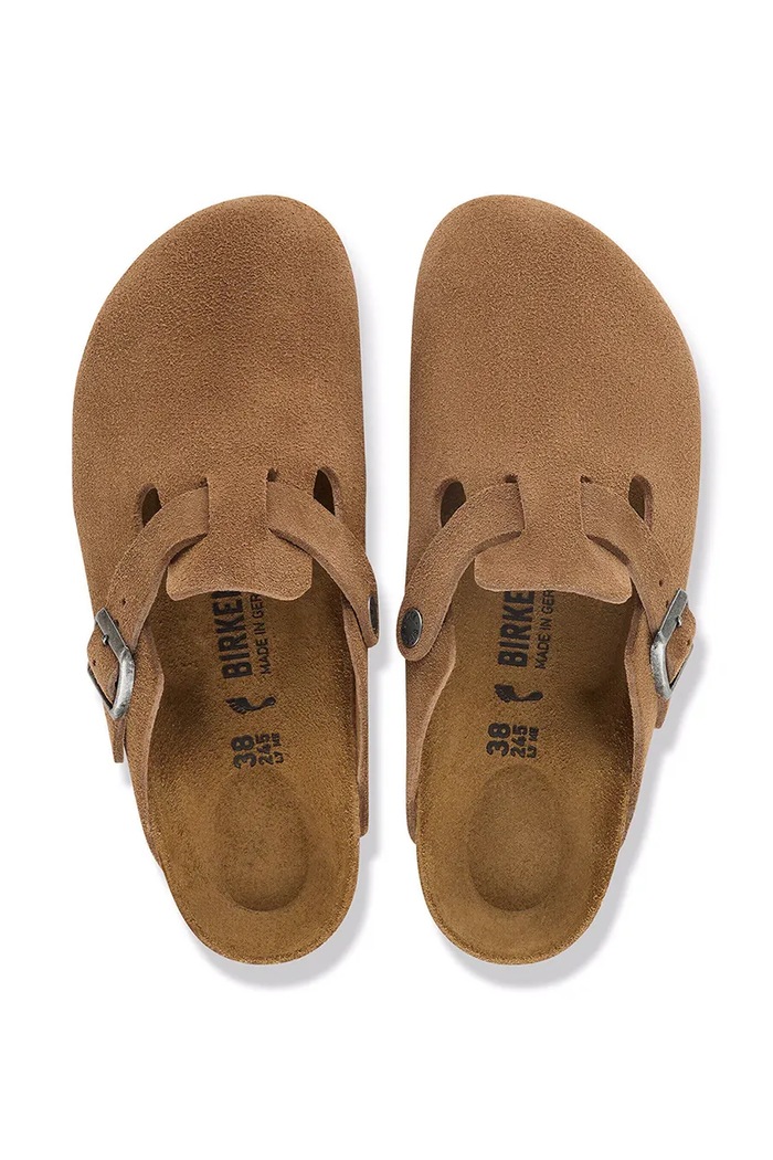 Birkenstock šľapky mules dámske semišové Boston Suede Leather 1032795 hnedá
