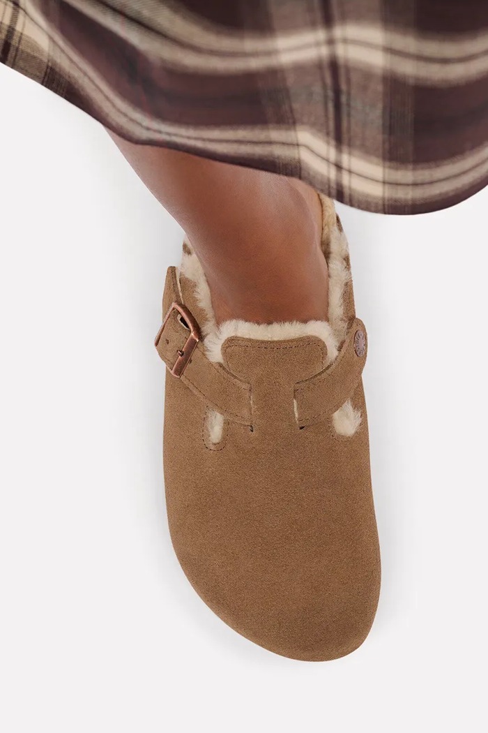 Birkenstock σαγιονάρες mules Γυναικεία σουέτ Boston Shearling Suede Leather 1032432