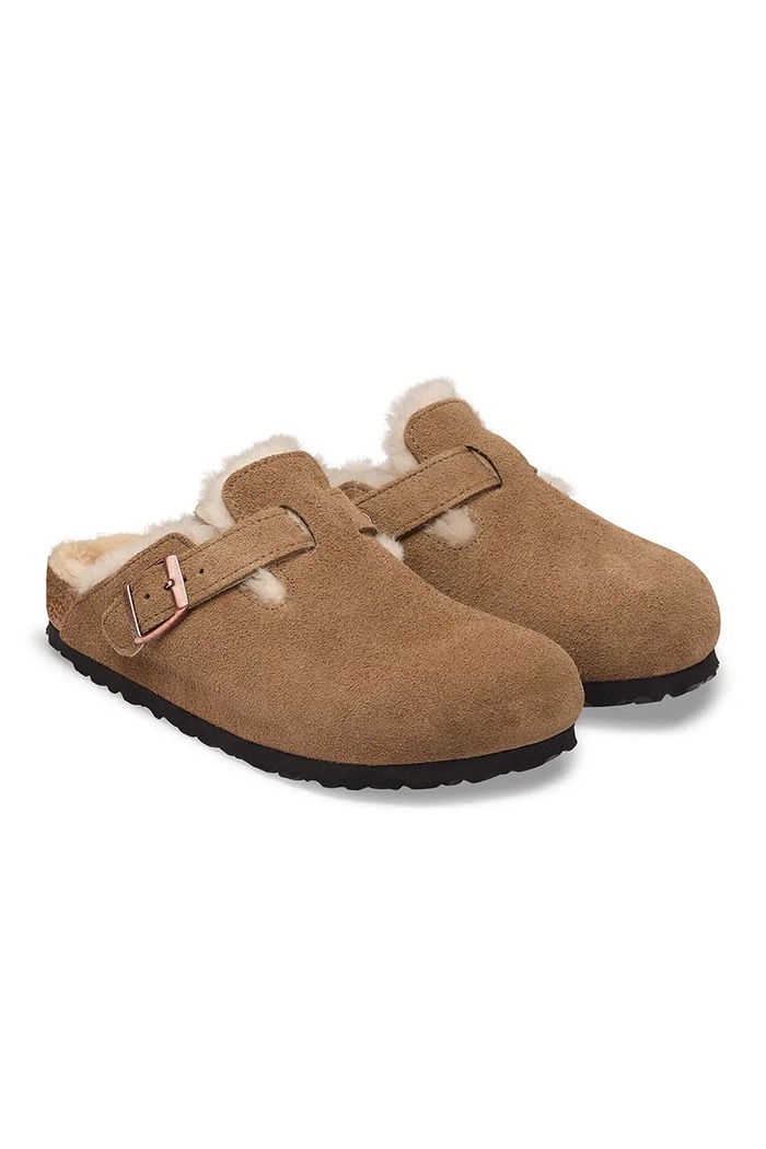 Παπούτσια Birkenstock σαγιονάρες mules Γυναικεία σουέτ Boston Shearling Suede Leather 1032432 καφέ