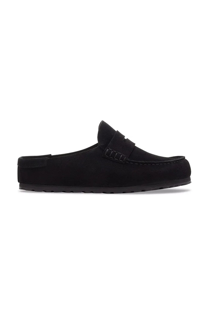 Birkenstock natikače mules za žene od brušene kože Naples Wrapped Suede Leather crna 1030813