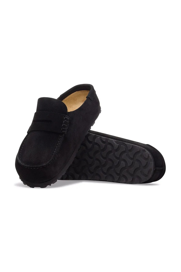 Birkenstock natikače mules za žene od brušene kože Naples Wrapped Suede Leather crna 1030813