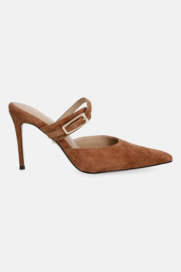 Marciano by Guess klapki na szpilce damskie zamszowe G6YZ19.L0171.CUOI brązowy AW26