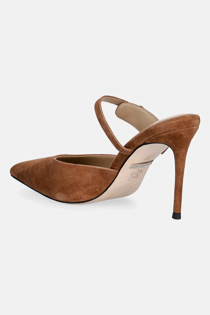 Obuwie Marciano by Guess klapki na szpilce damskie zamszowe G6YZ19.L0171.CUOI brązowy