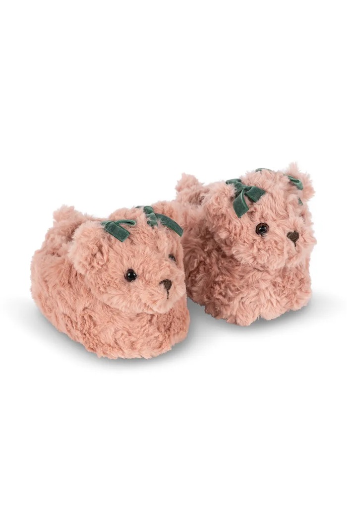 Konges Sløjd Kapcie dziecięce z miękkiego materiału TEDDY FOOTIES różowy KS106616.9BY2