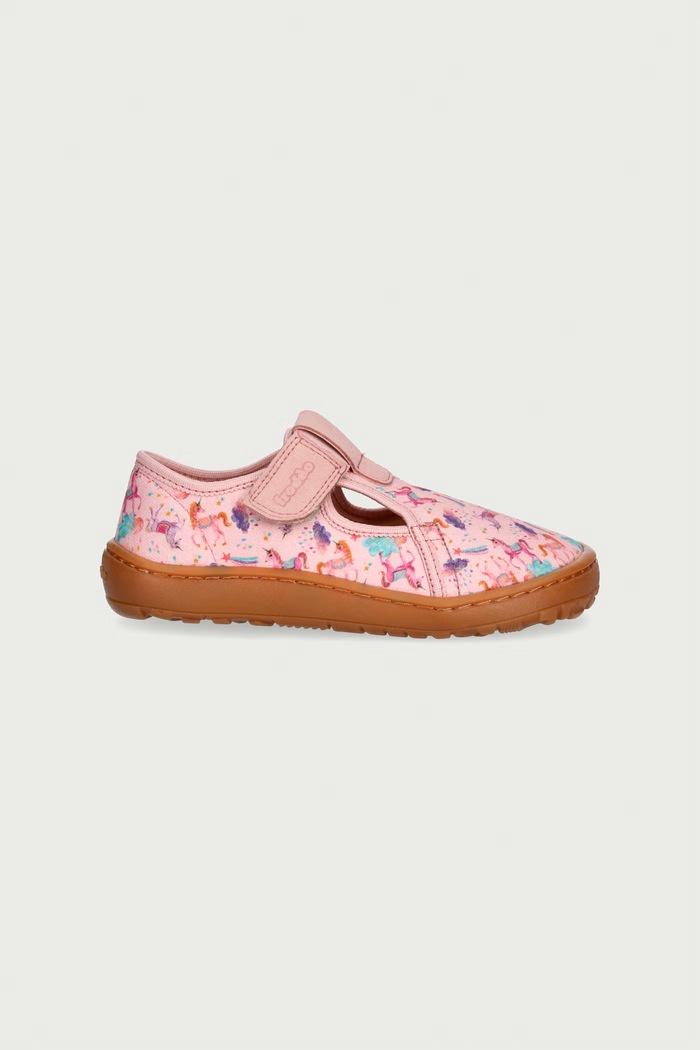 Froddo Papuče detské BAREFOOT CANVAS T-BAR G1700439.G.25.30 ružová AW26