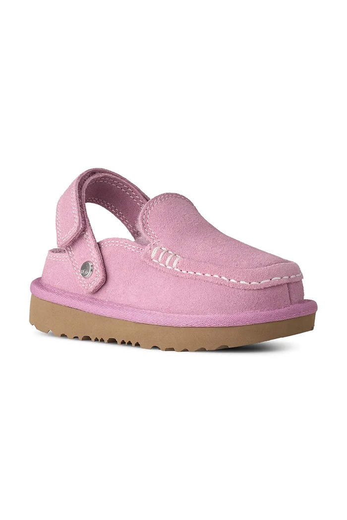 UGG Papuče za djecu od brušene kože GOLDENSTAR EVELINA CLOG 1180231T.G roza AW26