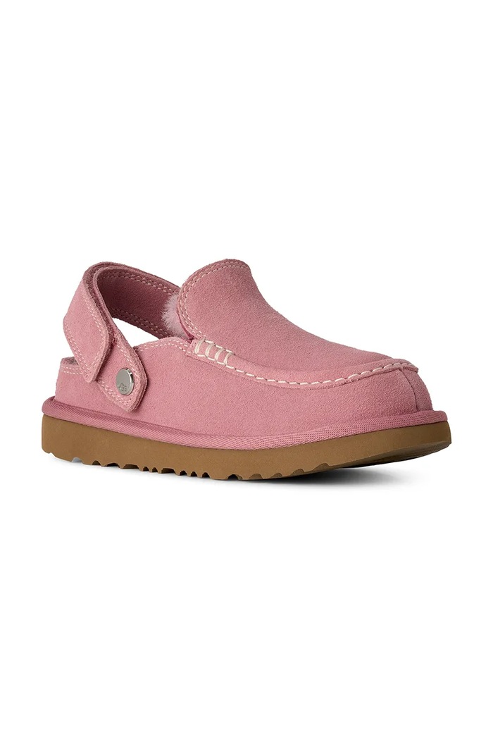 UGG Papuče za djecu od brušene kože GOLDENSTAR EVELINA CLOG 1180231K.G roza AW26