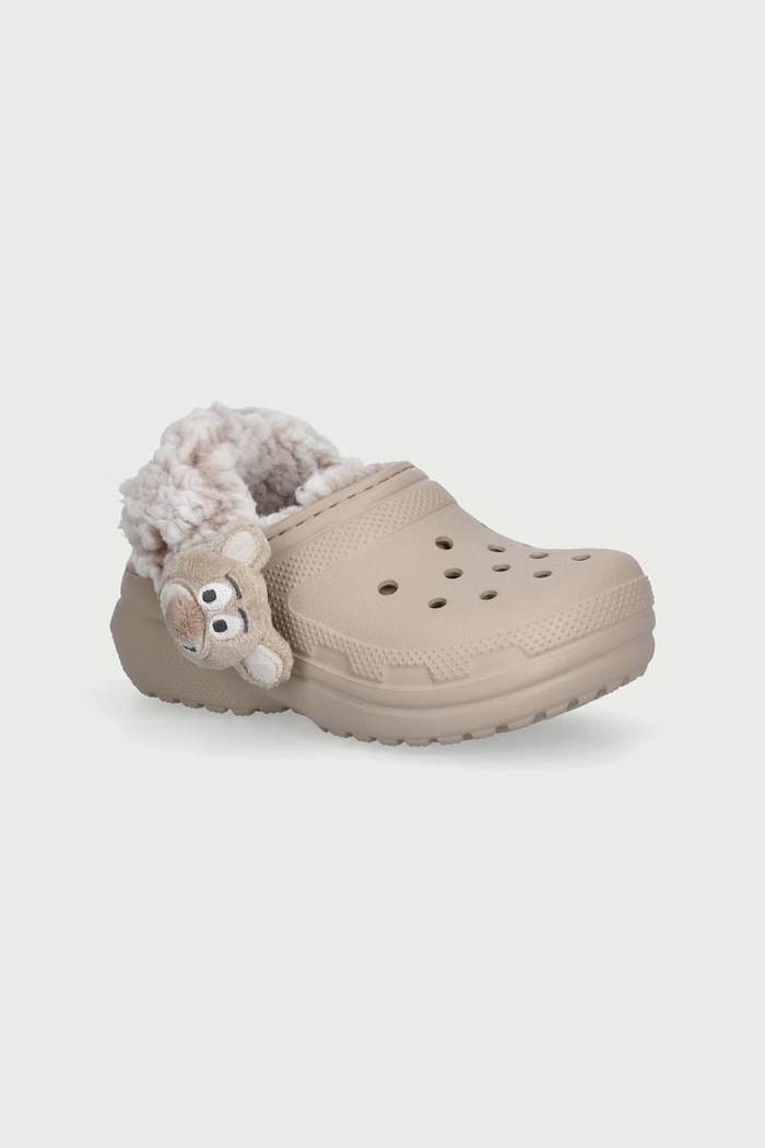 Crocs Klapki mules dziecięce CLASSIC BEAR PLUSH FLEECE LINED CLOG beżowy 213981.CROCS.CLASSIC.BE