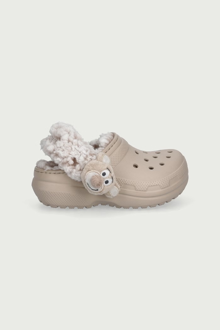 Crocs Klapki mules dziecięce CLASSIC BEAR PLUSH FLEECE LINED CLOG 213981.CROCS.CLASSIC.BE beżowy AW26