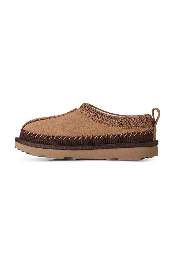 Chłopiec UGG Kapcie dziecięce zamszowe TASMAN IHERITAGE 1184431K brązowy