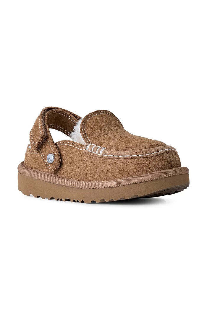 UGG Papuče za djecu od brušene kože GOLDENSTAR EVELINA CLOG 1180231T smeđa AW26