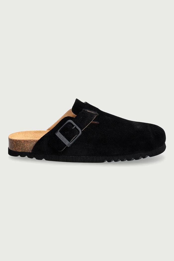 Scholl Ciabatte slide mules da uomo in scamoscio OLIVIER F325741004 nero AW26
