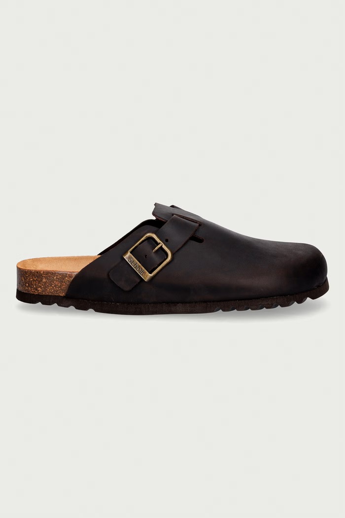 Scholl Σαγιονάρες mules Ανδρικές δερμάτινες OLIVIER F324081019 καφέ AW26