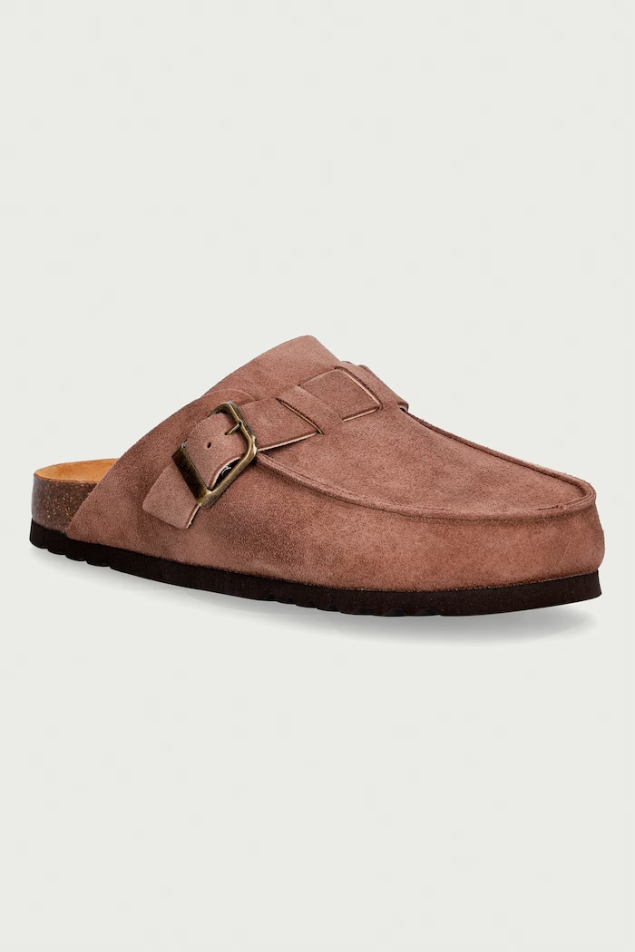Scholl Σαγιονάρες mules ανδρικές σουέτ ETHAN καφέ F014534014