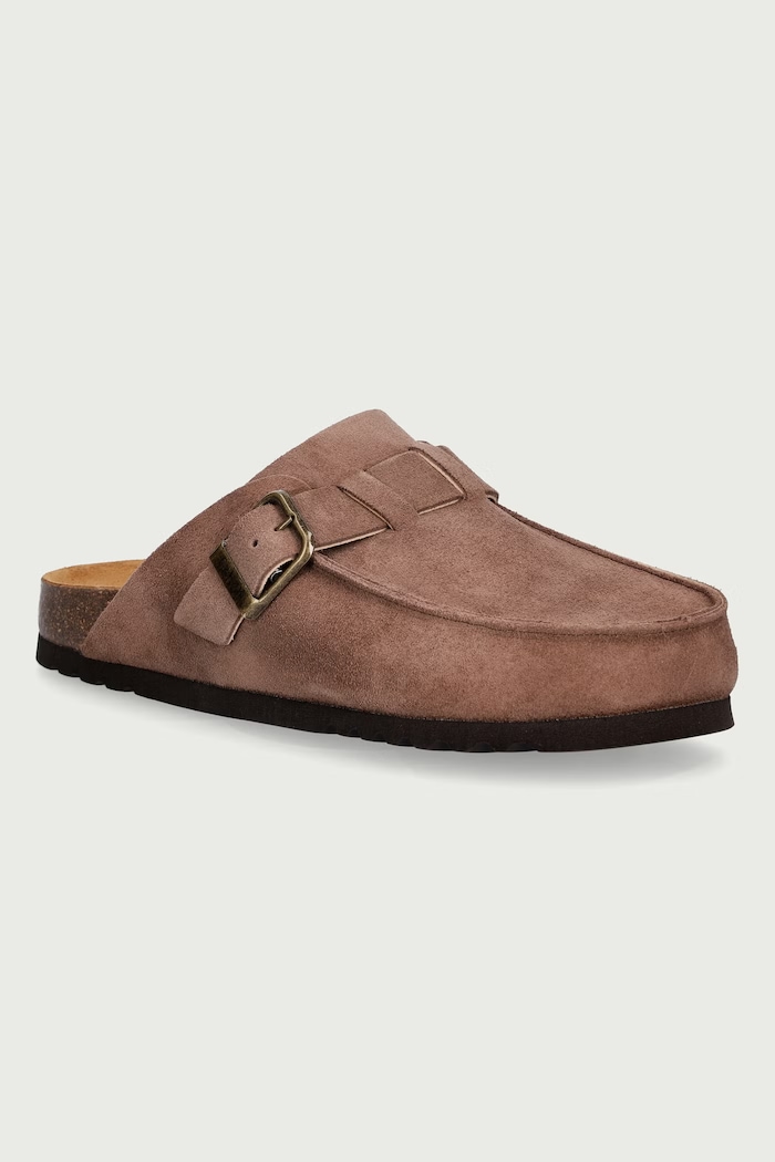 Scholl Ciabatte slide mules da uomo in scamoscio ETHAN marrone F014534014
