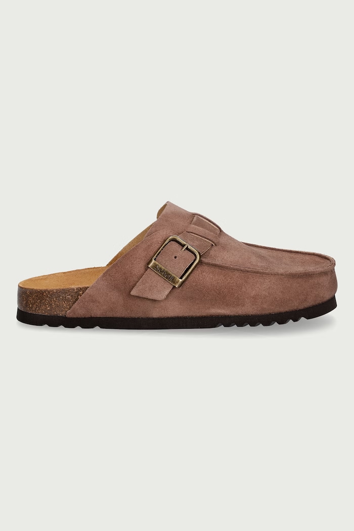 Scholl Ciabatte slide mules da uomo in scamoscio ETHAN F014534014 marrone AW26