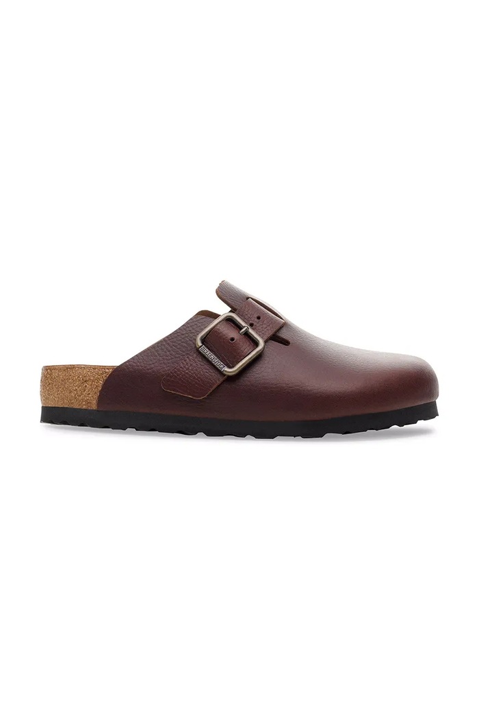 Birkenstock Boston WB LE šľapky mules pánske kožené hnedá 1030712
