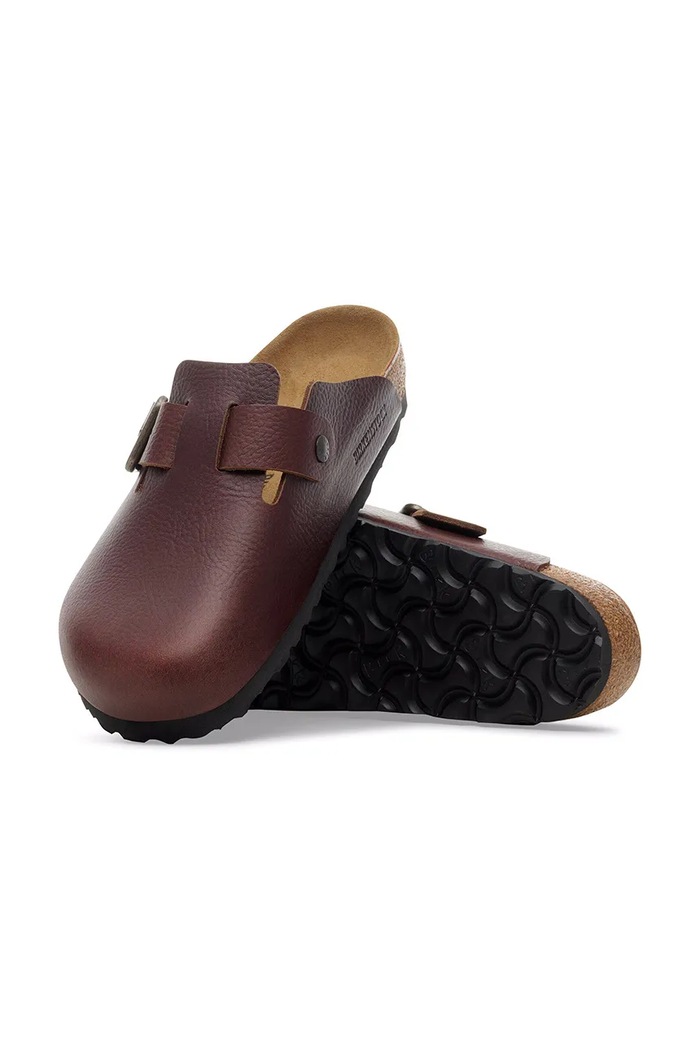 Birkenstock Boston WB LE šľapky mules pánske kožené hnedá 1030712