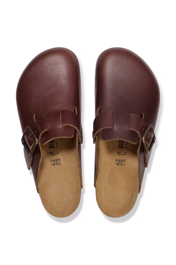 Birkenstock Boston WB LE šľapky mules pánske kožené 1030712 hnedá