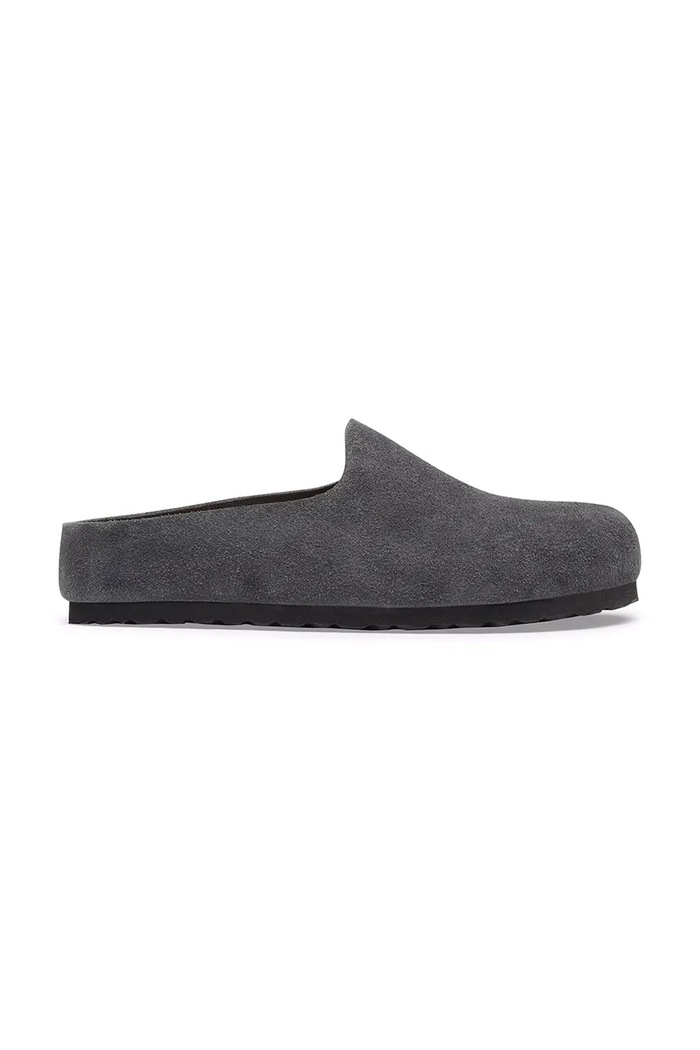 Birkenstock Amsterdam Wrapped LEVE пантофи мъжки от велур сив 1032542