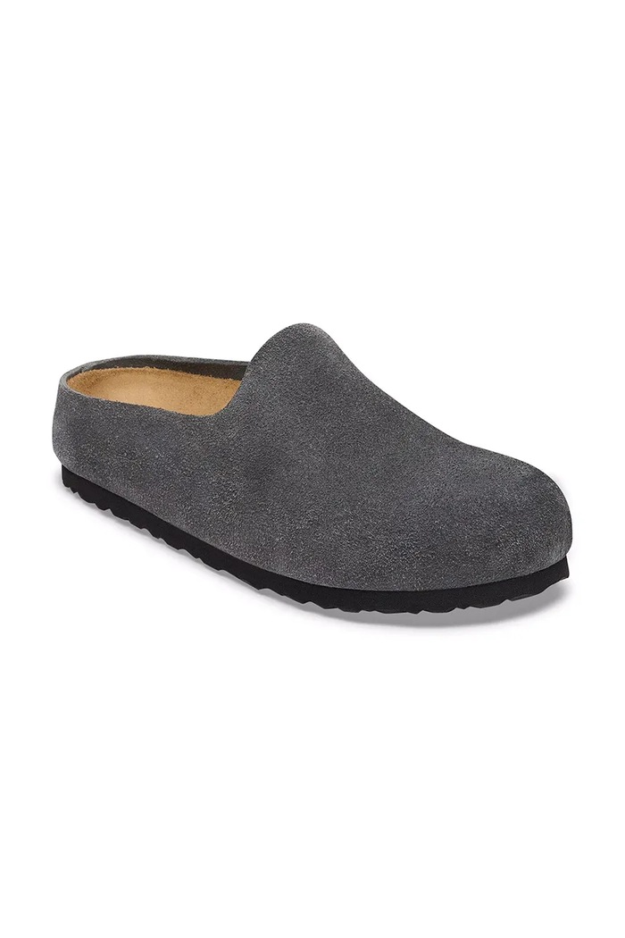 Birkenstock Amsterdam Wrapped LEVE пантофи мъжки от велур 1032542 сив AW26