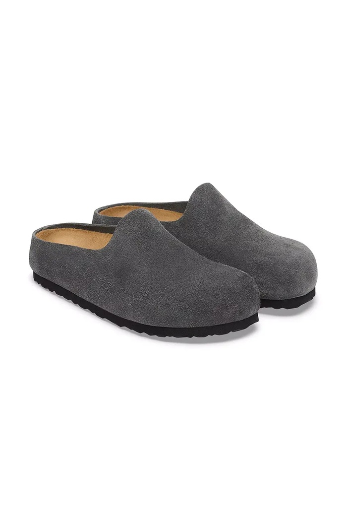 Обувки Birkenstock Amsterdam Wrapped LEVE пантофи мъжки от велур 1032542 сив