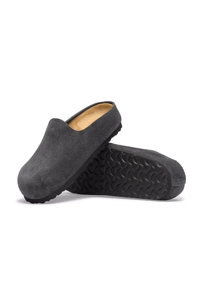 Birkenstock Amsterdam Wrapped LEVE пантофи мъжки от велур сив 1032542