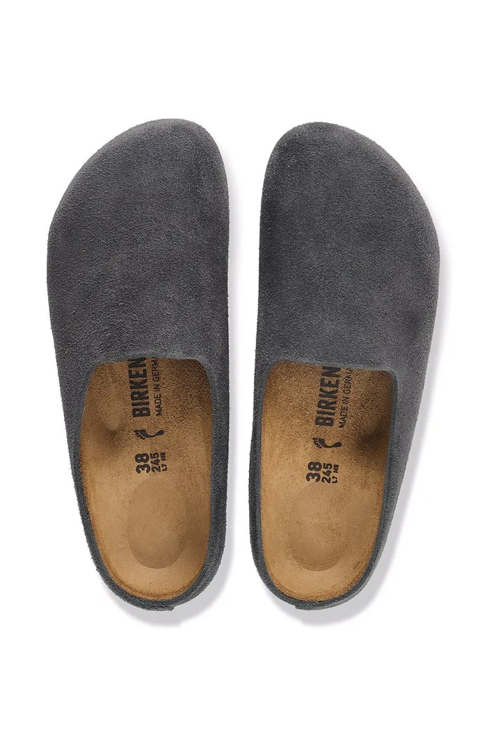 Birkenstock Amsterdam Wrapped LEVE пантофи мъжки от велур 1032542 сив