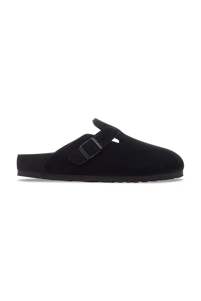 Birkenstock Boston EXQ LEVE klapki mules męskie zamszowe czarny 1030919