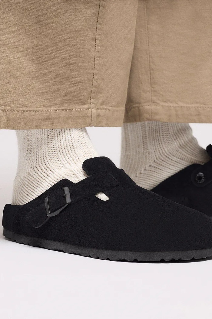 Birkenstock Boston EXQ LEVE klapki mules męskie zamszowe 1030919