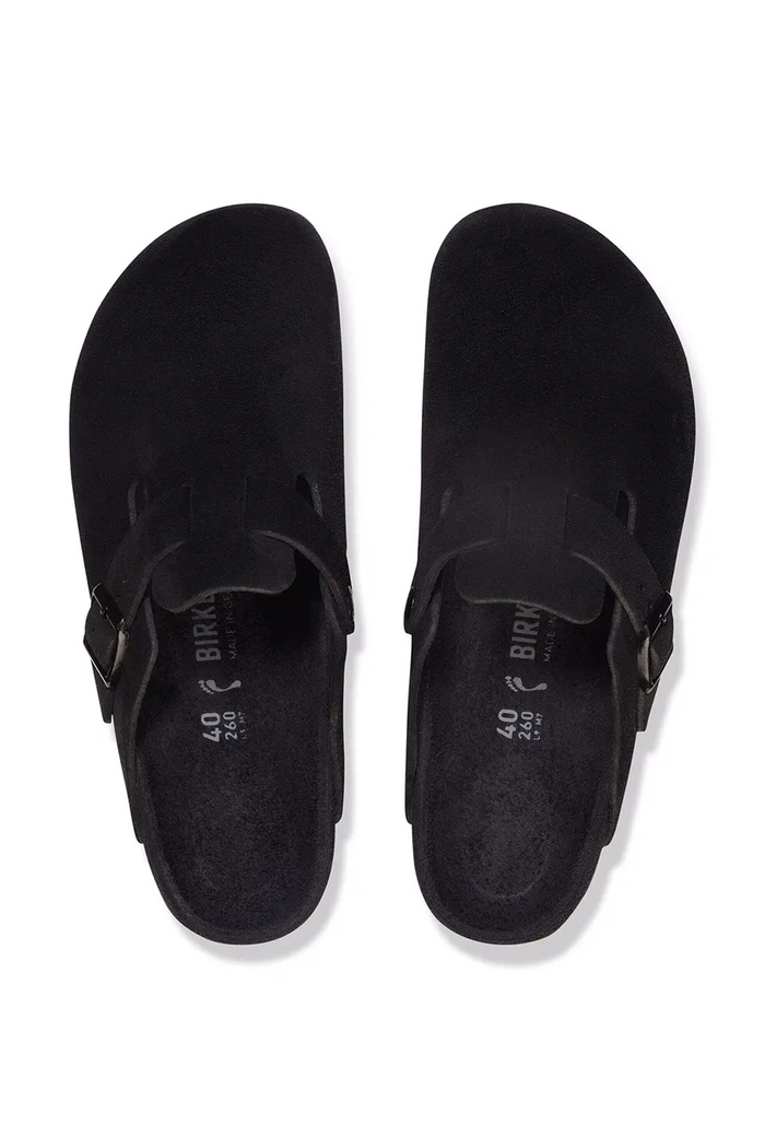 Birkenstock Boston EXQ LEVE klapki mules męskie zamszowe 1030919 czarny