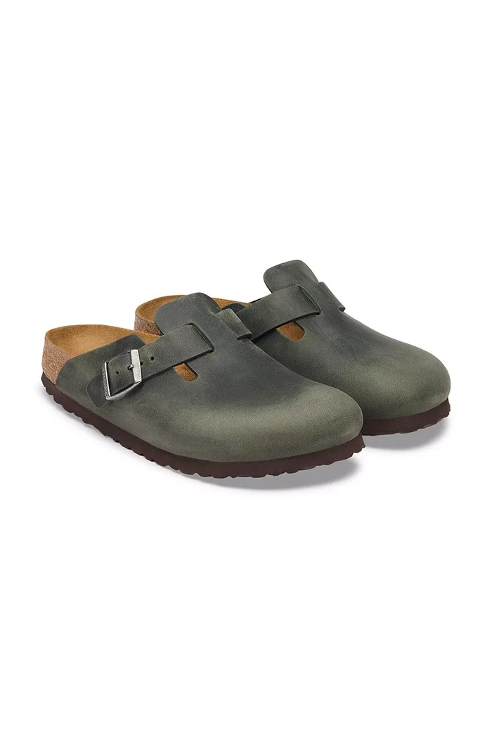 Obuv Birkenstock šľapky mules pánske kožené Boston Oiled Leather 1032724 zelená