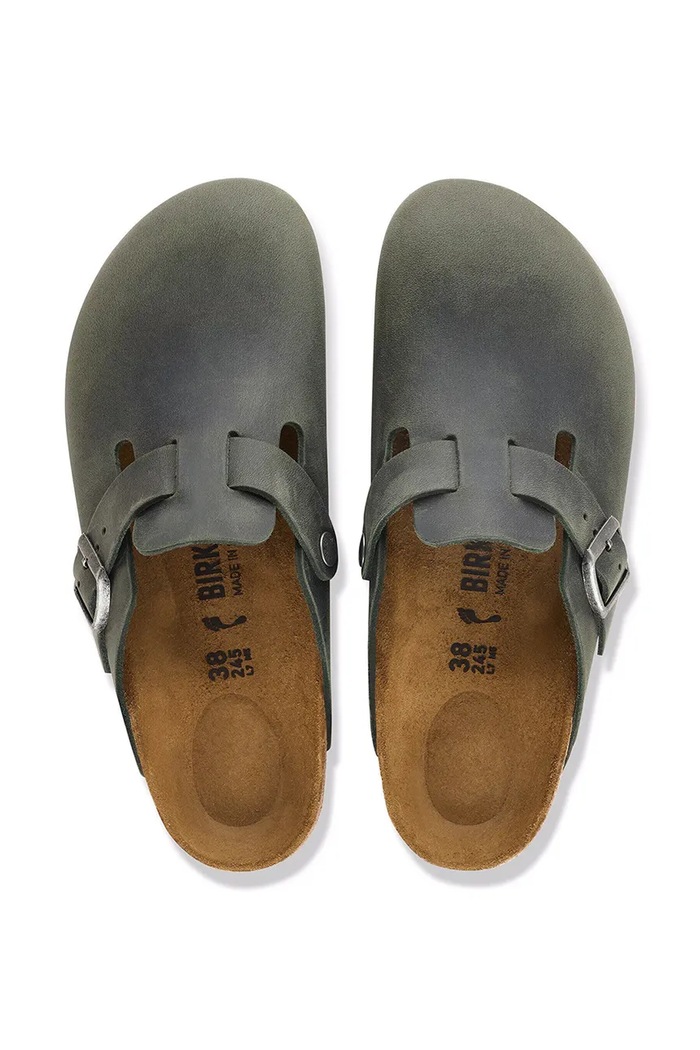 Birkenstock šľapky mules pánske kožené Boston Oiled Leather 1032724 zelená