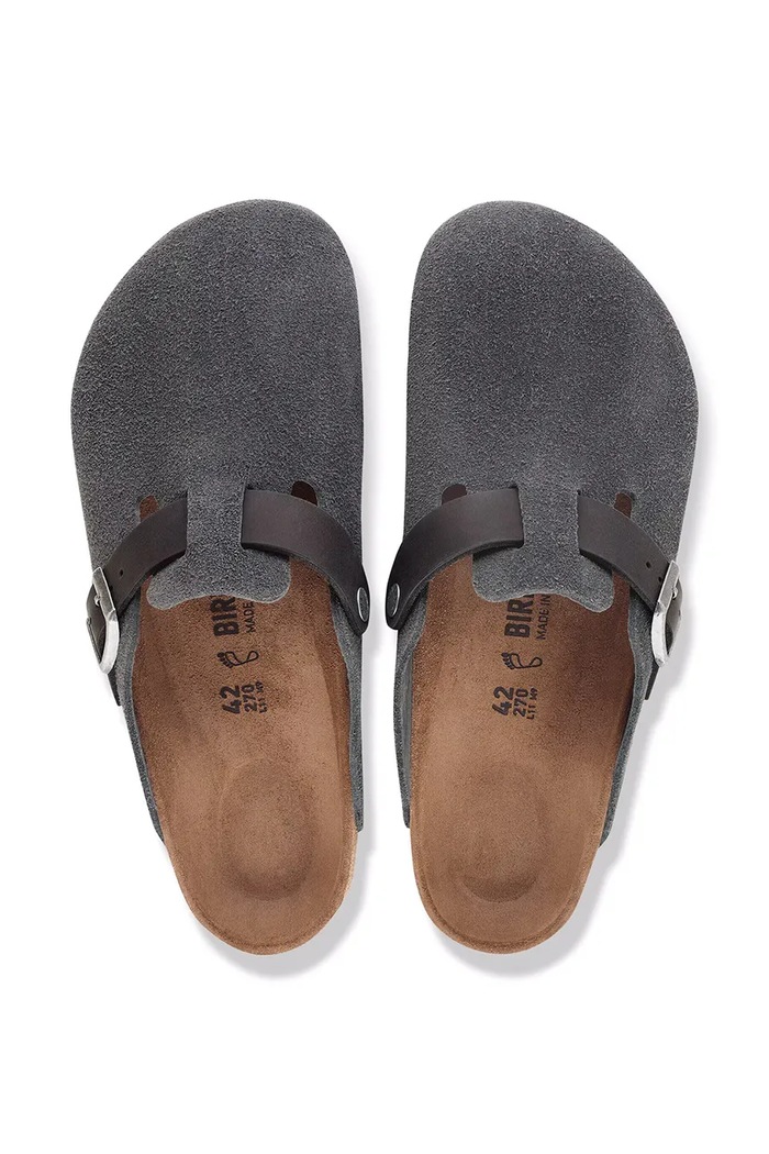 Birkenstock σαγιονάρες mules Ανδρικές σουέτ Boston Mixed Leather 1032471 γκρί