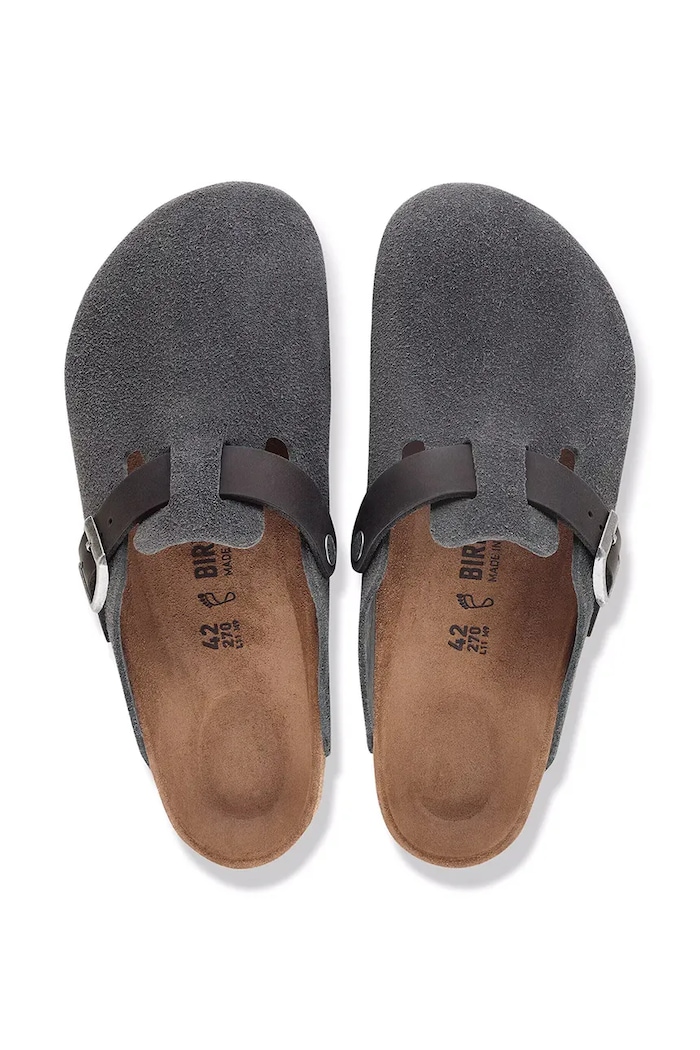 Birkenstock σαγιονάρες mules Ανδρικές σουέτ Boston Mixed Leather 1032471 γκρί