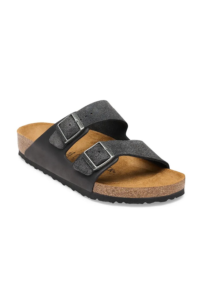 Birkenstock klapki męskie zamszowe Arizona Mixed Leather 1032435 szary AW26