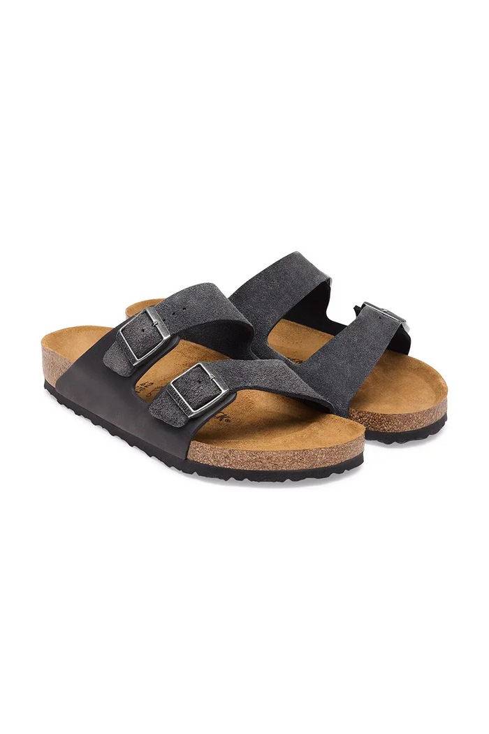 Obuća Birkenstock natikače za muškarce od brušene kože Arizona Mixed Leather 1032435 siva